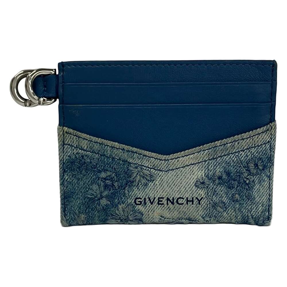 Givenchy Card Case Light Blue Denim Leather